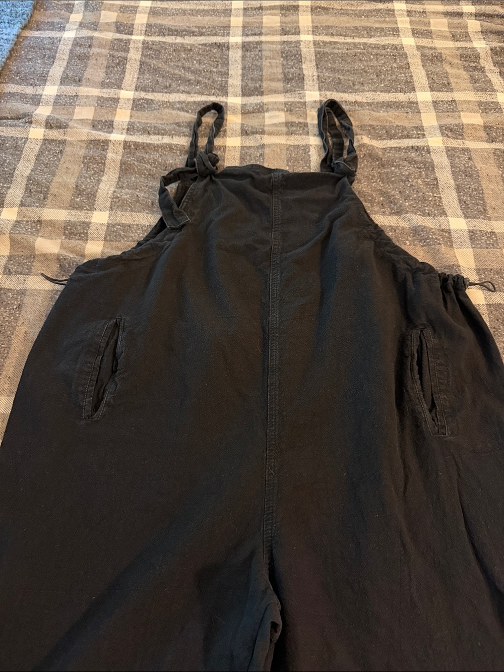 Black Women's Cotton Tie-Strap Jumpsuit